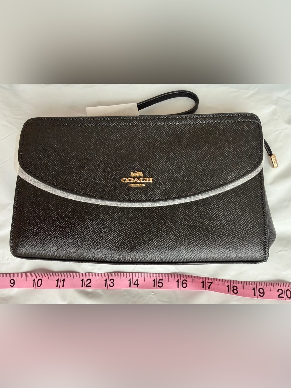 Coach Black Saffiano Leather Wristlet Clutch - NEW in Original Packaging